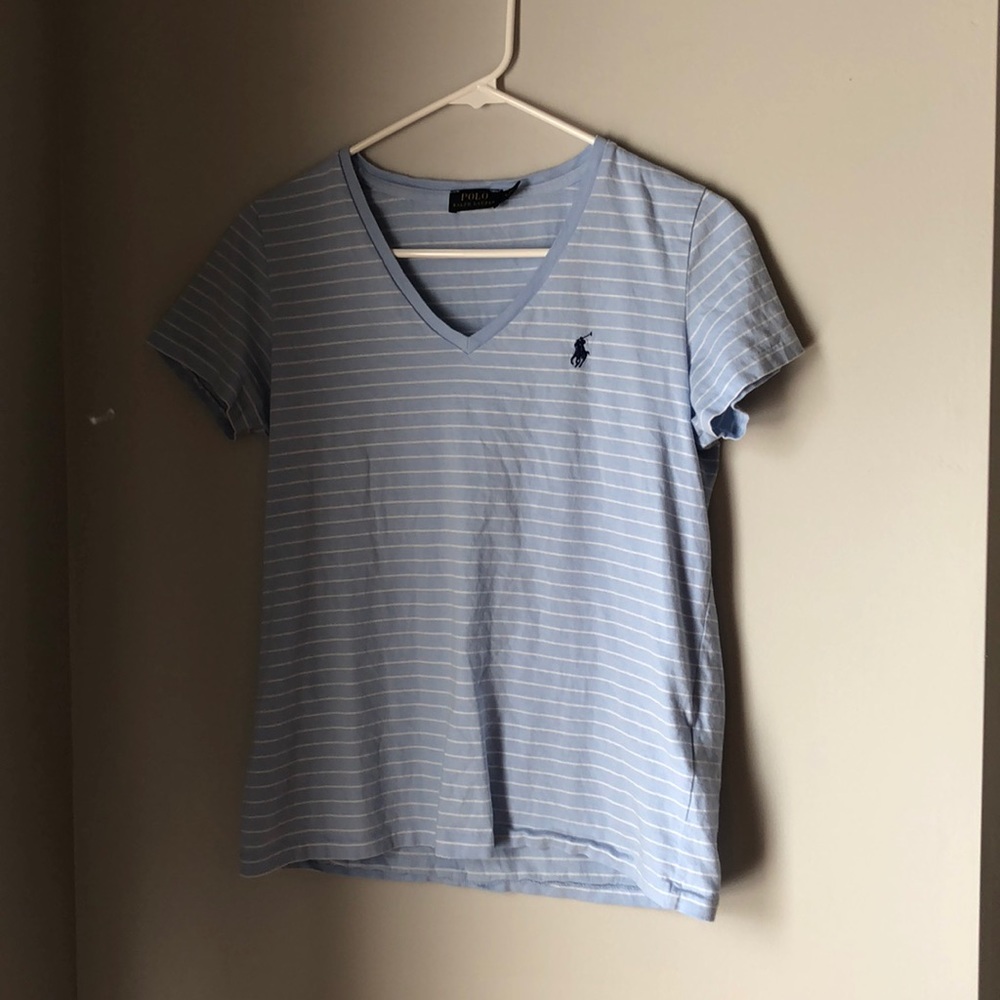 Polo Ralph Lauren Blue & White V-Neck Shirt